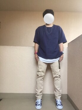 「TOMMY（トミー）のアイテム（チノパンツ）」を使った、Ren Saitoさん（メンズ・168cm）の夏コーディネート