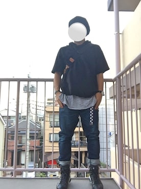 「エアジョーダン」｜「アイテム（ハンチング/ベレー帽）」を使った、Ren Saitoさん（メンズ・168cm）の夏コーディネート