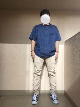 「TOMMY（トミー）のアイテム（チノパンツ）」を使った、Ren Saitoさん（メンズ・168cm）の夏コーディネート