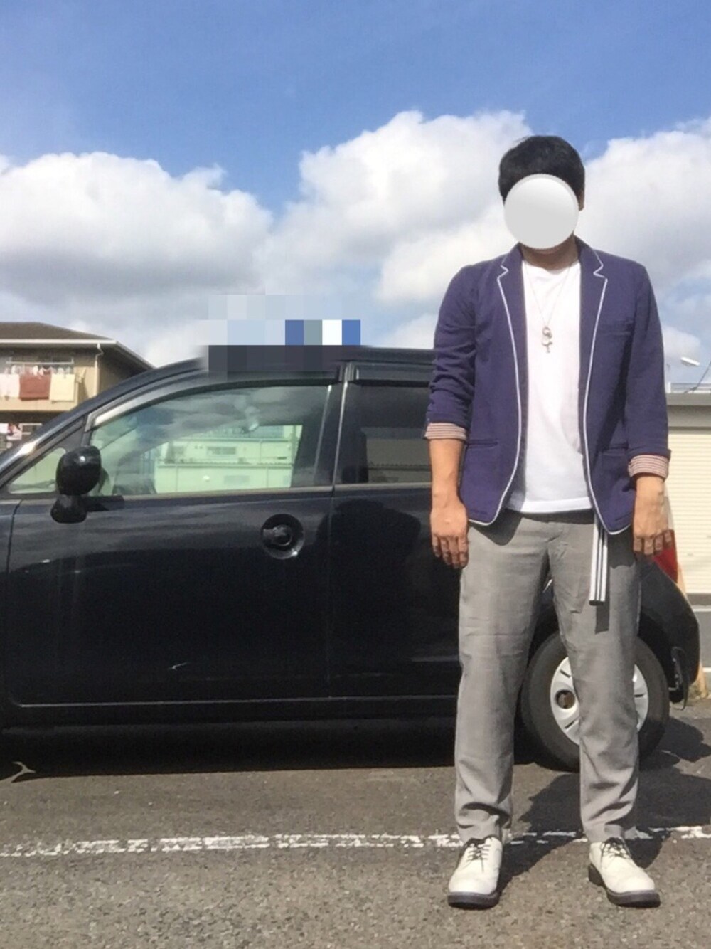 「グレンチェック、グレンチェック柄パンツ、ジャケット、パインピング、ウイングチップ、アダルトおカワたん部、袖まくり部」｜「GUのアイテム（チノパンツ、グレー系）」を使った、Ren Saitoさん（メンズ・168cm）の秋コーディネートの1枚目の写真