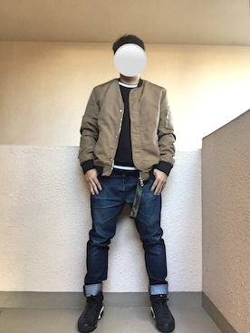 「アイテム（ミリタリージャケット、ゴールド系）」を使った、Ren Saitoさん（メンズ・168cm）の秋コーディネート