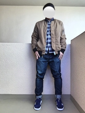 「アイテム（ミリタリージャケット、ゴールド系）」を使った、Ren Saitoさん（メンズ・168cm）の冬コーディネート