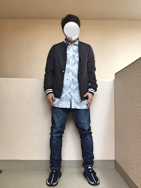 「Champion（チャンピオン）のアイテム（スタジャン）」を使った、Ren Saitoさん（メンズ・168cm）の春コーディネート