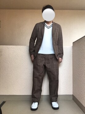 Ren Saitoさんの「【セットアップ企画】グレンチェックテーラードジャケット※パンツ別売り」を使ったコーディネート