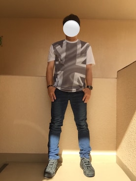 「TOPMAN（トップマン）のアイテム（Tシャツ/カットソー）」を使った、Ren Saitoさん（メンズ・168cm）の夏コーディネート