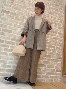 「秋冬」｜「アイテム（ブルゾン）」を使った、かわの くみこさん（レディース・154cm）の秋コーディネート
