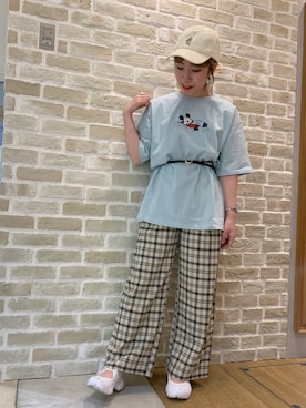 「ミッキー」｜かわの くみこさん（レディース・154cm）の夏コーディネート