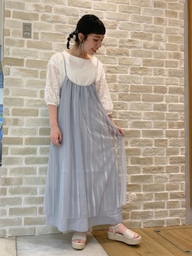 「リバーシブル」｜「アイテム（ワンピース/ドレス）」を使った、かわの くみこさん（レディース・154cm）の夏コーディネート