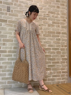 「ペーパーバッグ」｜「アイテム（ワンピース/ドレス）」を使った、かわの くみこさん（レディース・154cm）の夏コーディネート