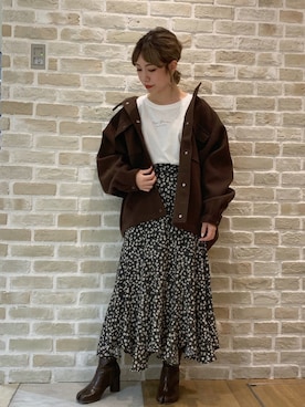 「秋」｜「アイテム（ブルゾン）」を使った、かわの くみこさん（レディース・154cm）の秋コーディネート