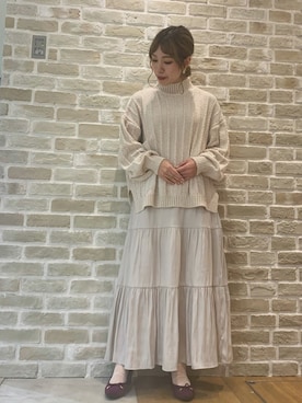 「アイテム（パンプス、パープル系）」を使った、かわの くみこさん（レディース・154cm）の秋コーディネート