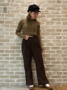「秋のカフェオレコーデ」｜かわの くみこさん（レディース・154cm）の秋コーディネート
