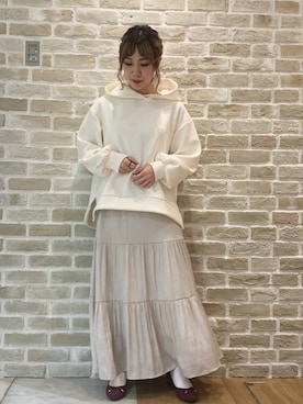 「アイテム（パンプス、パープル系）」を使った、かわの くみこさん（レディース・154cm）の秋コーディネート