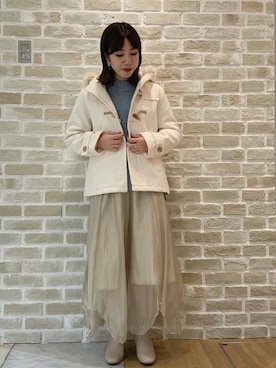 「白」｜「アイテム（その他アウター）」を使った、かわの くみこさん（レディース・154cm）の秋コーディネート