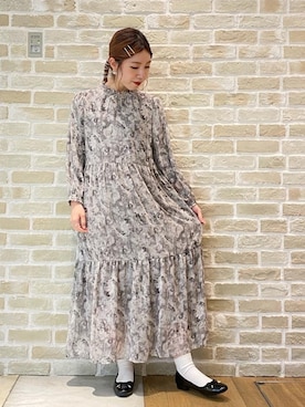 「SLURR（スラ―）のアイテム（ワンピース/ドレス）」を使った、かわの くみこさん（レディース・154cm）の春コーディネート