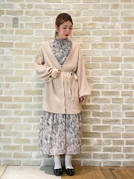 「SLURR（スラ―）のアイテム（ワンピース/ドレス）」を使った、かわの くみこさん（レディース・154cm）の春コーディネート