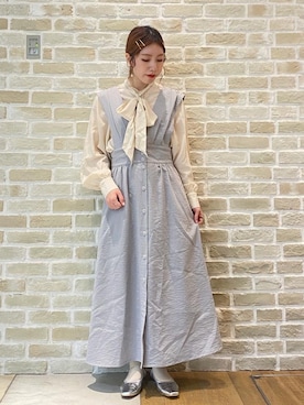 「SLURR（スラ―）のアイテム（ワンピース/ドレス）」を使った、かわの くみこさん（レディース・154cm）の春コーディネート
