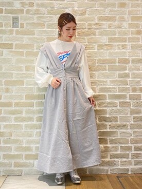 「SLURR（スラ―）のアイテム（ワンピース/ドレス）」を使った、かわの くみこさん（レディース・154cm）の春コーディネート