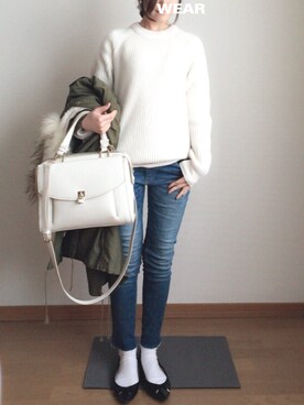 「beautiful people（ビューティフルピープル）のアイテム（モッズコート）」を使った、Ris.さん（レディース・155cm）の春コーディネート