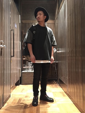 「DIESEL（ディーゼル）のアイテム（ブーツ）」を使った、DIESEL KOHEYさん（メンズ・172cm）の夏コーディネート
