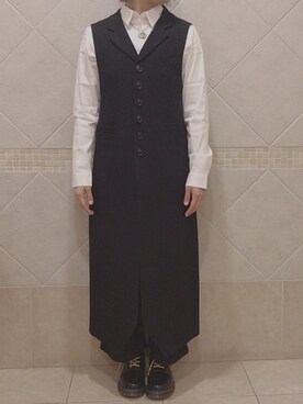 「Yohji Yamamoto（ヨウジヤマモト）のアイテム（スーツベスト）」を使った、💮さん（レディース・157cm）の冬コーディネート