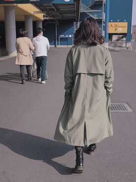 「Right-on（ライトオン）のアイテム（トレンチコート）」を使った、💮さん（レディース・157cm）の冬コーディネート