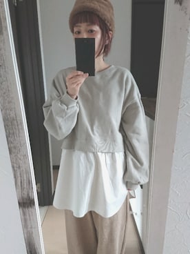 「ニコアンド」｜「アイテム（ニットキャップ/ビーニー）」を使った、MOMOさん（レディース・151cm）の冬コーディネート