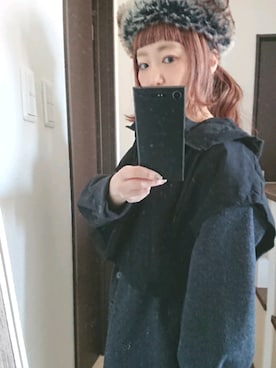 「おちびさん」｜「アイテム（キャップ）」を使った、MOMOさん（レディース・151cm）の冬コーディネート