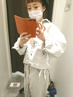 「ニコアンド」｜「アイテム（デニムジャケット）」を使った、MOMOさん（レディース・151cm）の冬コーディネート