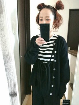 「白黒」｜「アイテム（サロペット/オーバーオール）」を使った、MOMOさん（レディース・151cm）の春コーディネート