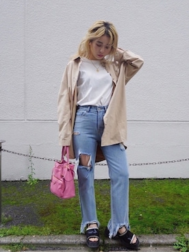 「ビッグシャツ」｜FIG&VIPER_hayamiさん（レディース・155cm）の春コーディネート