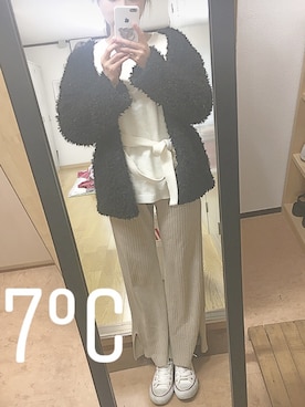 「GRL（グレイル）のアイテム（ノーカラージャケット）」を使った、あんぱん⚪︎⚪︎⚪︎さん（レディース・151cm）の冬コーディネート
