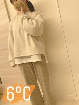 「chocomee（チョコミー）のアイテム（スウェット）」を使った、あんぱん⚪︎⚪︎⚪︎さん（レディース・151cm）の冬コーディネート
