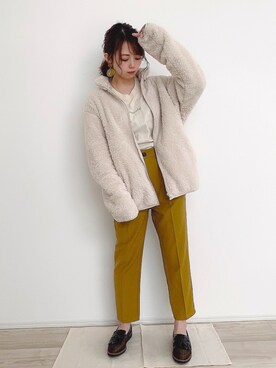 「ピスタチオ」｜「アイテム（ローファー）」を使った、りなぽちゃさん（レディース・156cm）の冬コーディネート