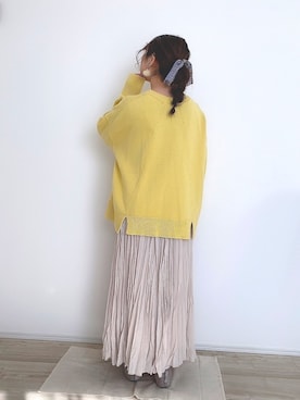 「ワッシャースカート」｜「アイテム（その他）」を使った、りなぽちゃさん（レディース・156cm）の冬コーディネート