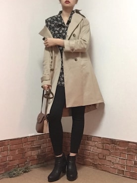 「VINTAGE（ヴィンテージ）のアイテム（シャツ/ブラウス、ブラック系）」を使った、 linoさん（レディース・168cm）の冬コーディネート