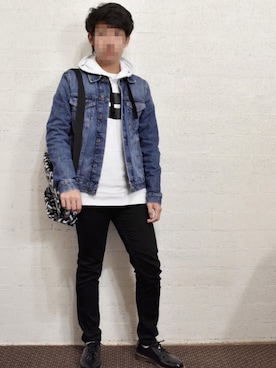 「ARMANI EXCHANGE（アルマーニエクスチェンジ）のアイテム（デニムジャケット）」を使った、Cerulean_Moonlightさん（メンズ・173cm）の秋コーディネート