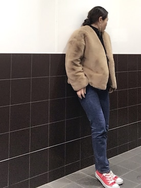 「赤コンバース」｜「アイテム（ブルゾン）」を使った、hanaさん（レディース・156cm）の冬コーディネート