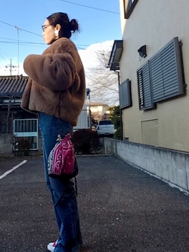 「赤コンバース」｜「アイテム（ブルゾン）」を使った、hanaさん（レディース・156cm）の冬コーディネート