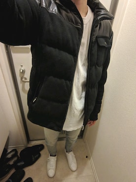 「AZUL by moussy（アズールバイマウジー）のアイテム（ダウンジャケット/コート）」を使った、のさん（メンズ・173cm）の春コーディネート