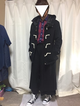 「no brand（ノーブランド）のアイテム（ダッフルコート）」を使った、いんでぃさん（メンズ・168cm）の冬コーディネート