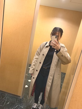 「LOWRYS FARM（ローリーズファーム）のアイテム（ステンカラーコート）」を使った、ゆーさん（レディース・159cm）の秋コーディネート
