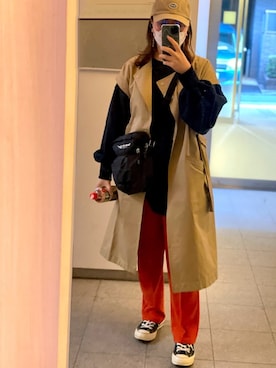 「Kastane（カスタネ）のアイテム（トレンチコート）」を使った、ゆーさん（レディース・159cm）の冬コーディネート