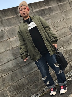 「分からないのアイテム（ニットキャップ/ビーニー、ベージュ系）」を使った、なーさんさん（レディース・156cm）の冬コーディネート