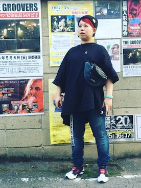 「coen（コーエン）のアイテム（ニットキャップ/ビーニー、ブラック系）」を使った、なーさんさん（レディース・156cm）の春コーディネート