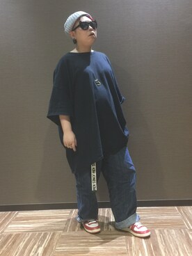 「Lee（リー）のアイテム（ニットキャップ/ビーニー、グレー系）」を使った、なーさんさん（レディース・156cm）の春コーディネート