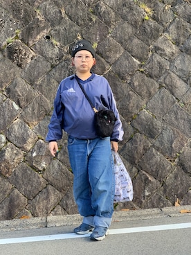 「no brand（ノーブランド）のアイテム（ニットキャップ/ビーニー、ブラック系）」を使った、なーさんさん（レディース・156cm）の秋コーディネート