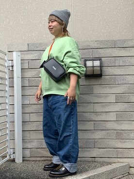 「WEGO（ウィゴー）のアイテム（ニットキャップ/ビーニー、グレー系）」を使った、なーさんさん（レディース・156cm）の秋コーディネート