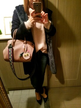 「COCCINELLE（コチネレ）のアイテム」を使った、RIEさん（レディース・163cm）の冬コーディネート