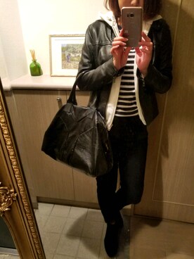 「PRADA（プラダ）のアイテム（パーカー）」を使った、RIEさん（レディース・163cm）の春コーディネート